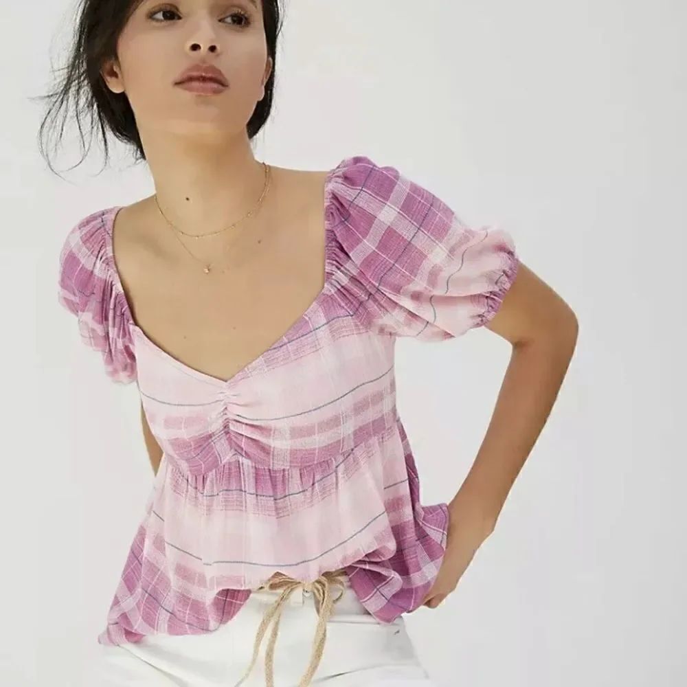 Ombré Plaid Babydoll Blouse | Size Small
En Elly